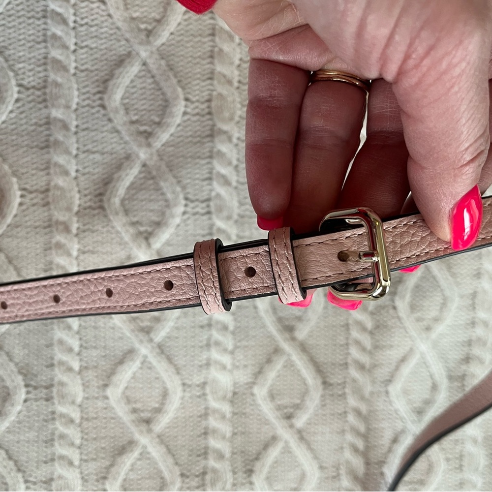 New! Kate Spade Blush Pink Crossbody Bag Zipper Top with Measurements - Picture 11 of 14